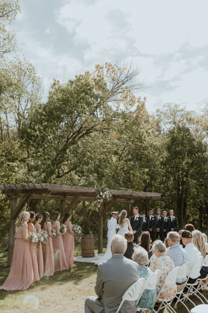midwest wedding ceremony in the fall in iowa 